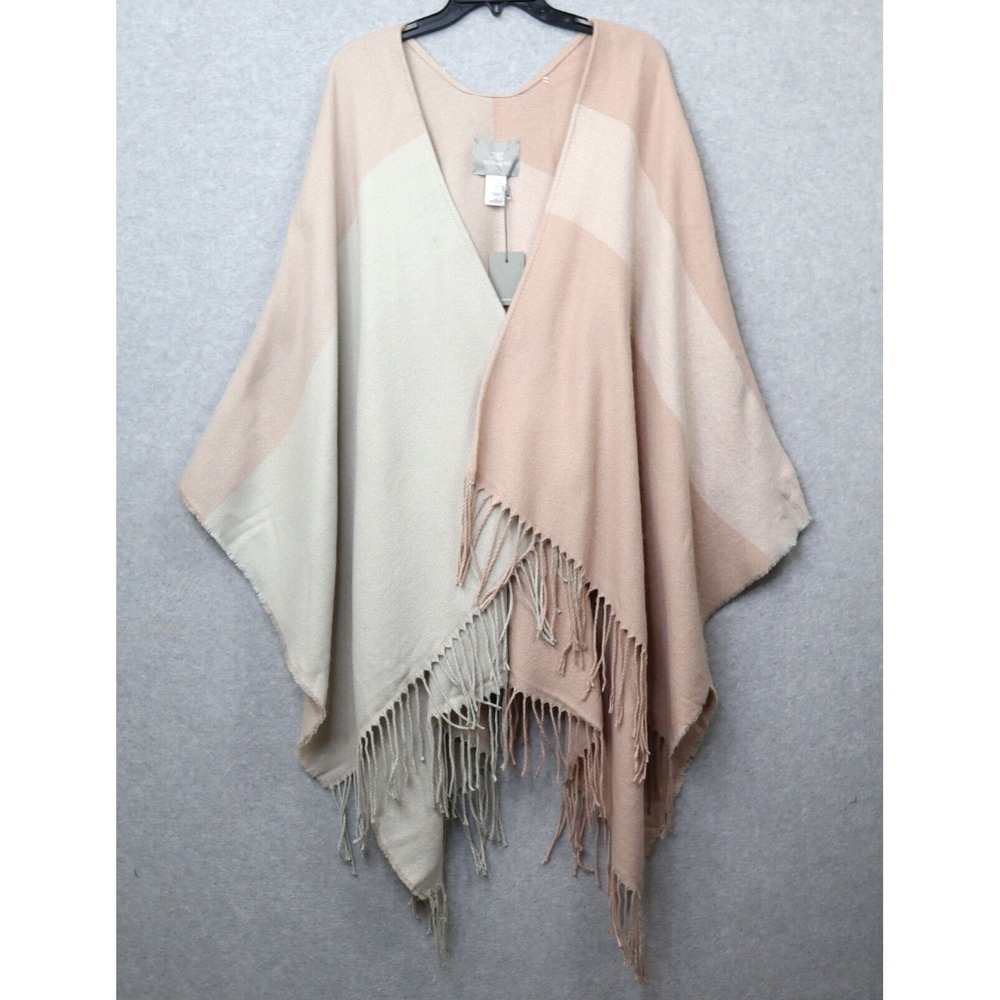 Soia And Kyo Women Shawl Wrap Fringe Poncho Blanket Pink Biege One Size Spring
